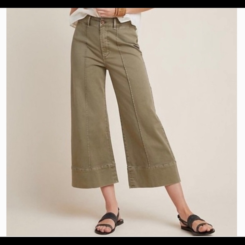 Chino By Anthropologie wide leg green pants, Size 4